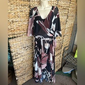 Multicolored City Chic high-low flowy wrap dress size 14